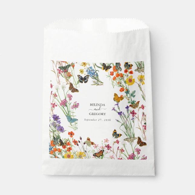Sachets En Papier Bouteilles Fleurs sauvages  Mariage floral (Devant)