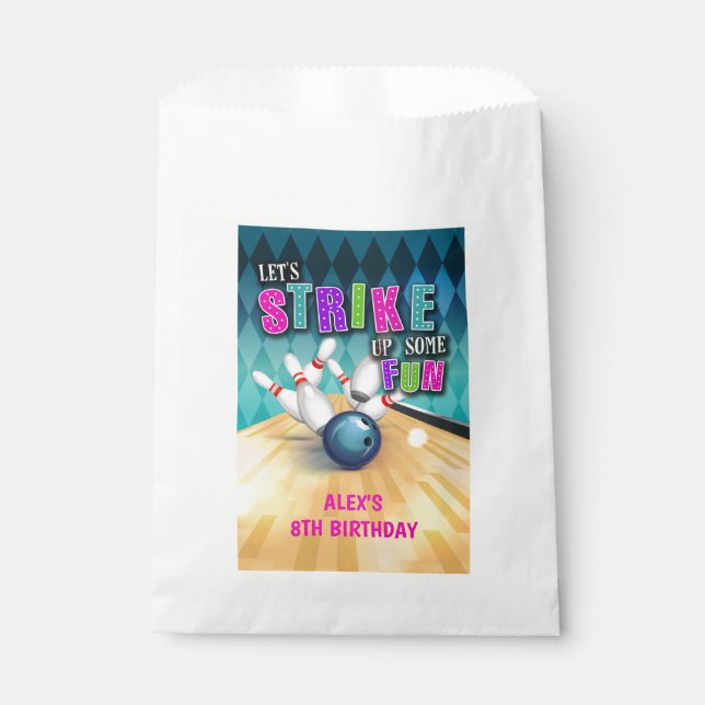 Sachets En Papier Bowling Anniversaire Favoriser Sac - Fille (Devant)