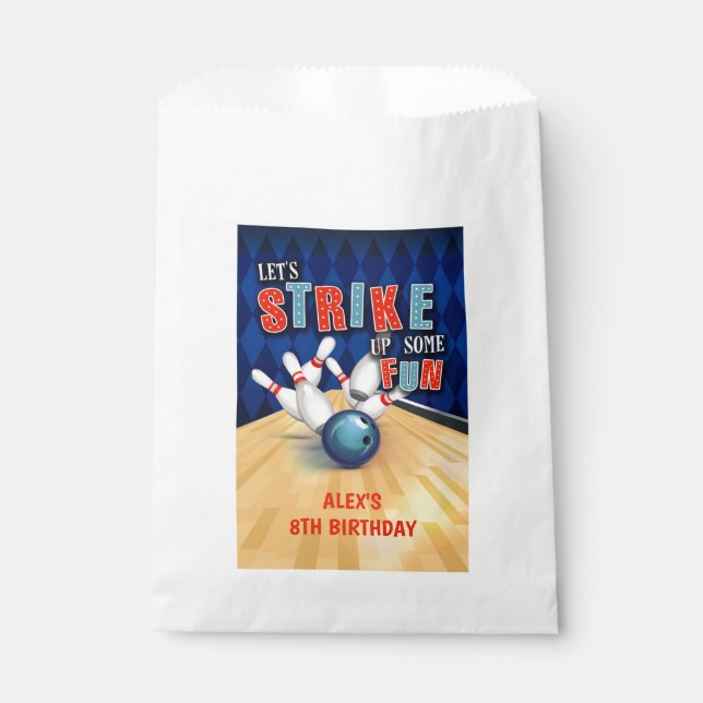 Sachets En Papier Bowling Anniversaire Favoriser Sac - Garçon (Devant)