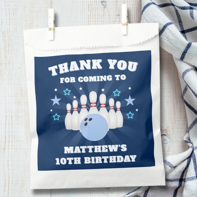Sachets En Papier Boy Bowling Anniversaire Merci (Créateur téléchargé)
