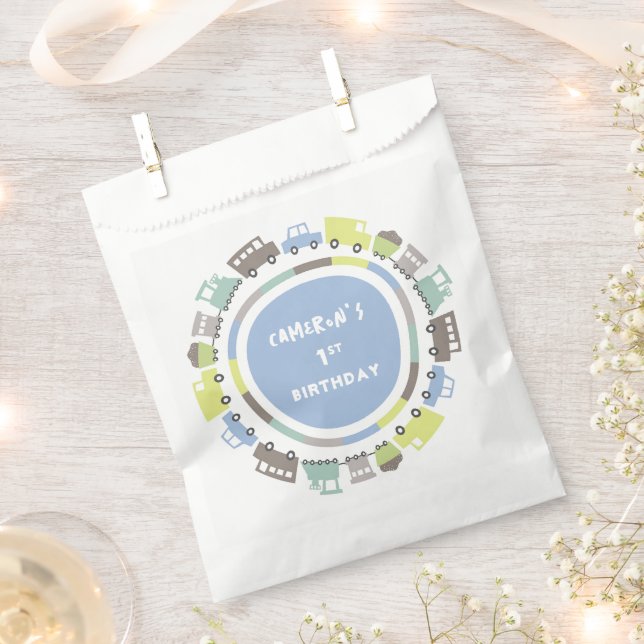 Sachets En Papier Boys Jouets Pastel Blue Transport Enfant Fête d'an (Coupé)