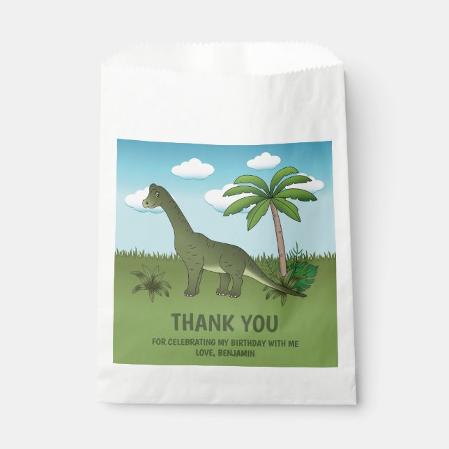Sachets En Papier Brachiosaurus Dinosaur Merci d'anniversaire tropic (Devant)