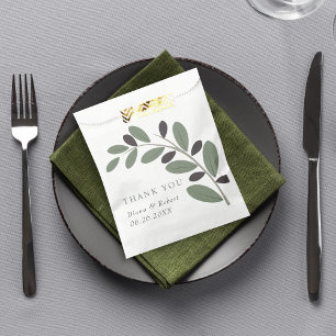 Sachets En Papier Branche d'olive Merci méditerranéen mariage