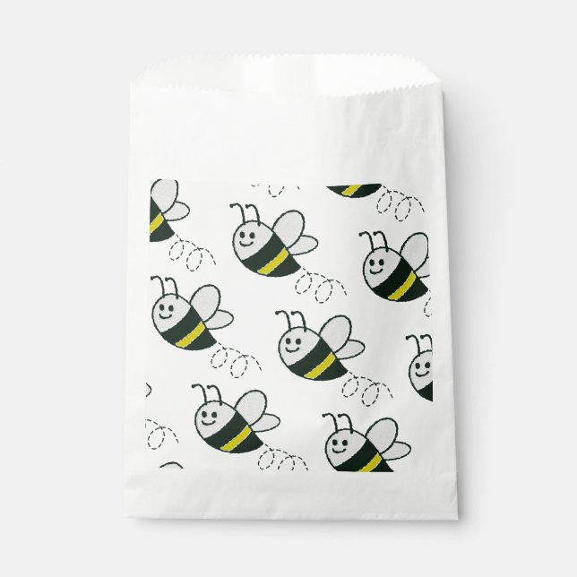 Sachets En Papier Broderie Imprimer Baby shower d'abeille mignonne (Devant)