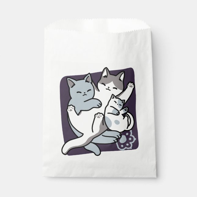 Sachets En Papier Brosse à lait - Chats à couchage mignon (Devant)