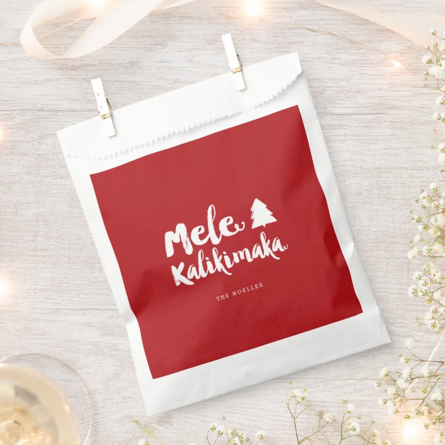 Sachets En Papier Brossé Mele Kalikimaka fête de Noël (Coupé)