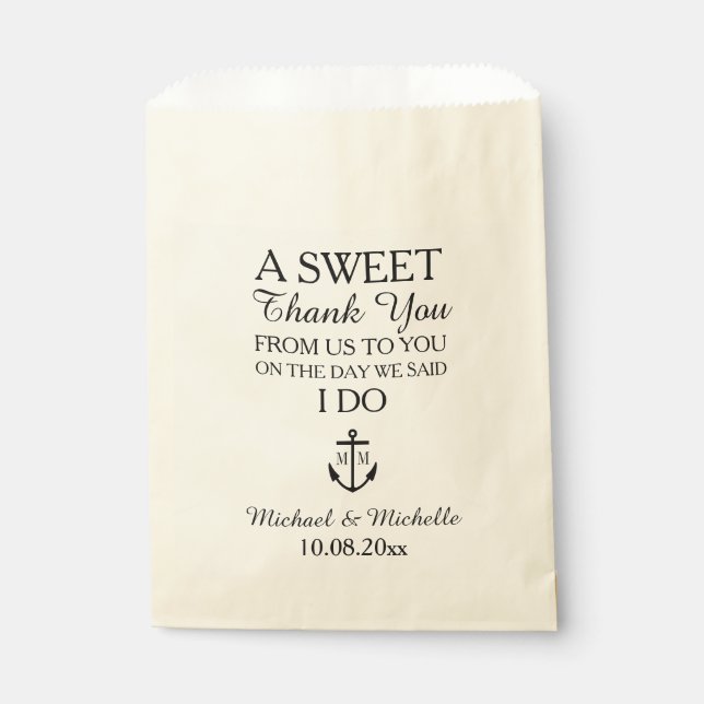 Sachets En Papier Buffet Nautical Monogram Ancre Mariage Candy Bar (Devant)