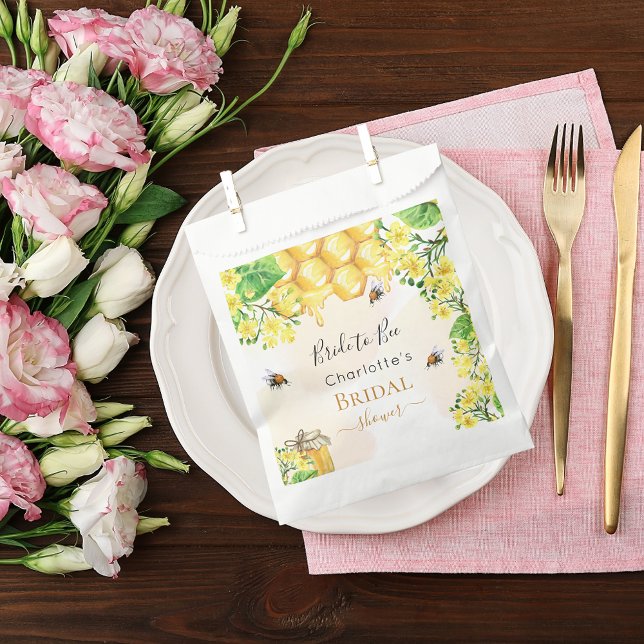 Sachets En Papier Bumble abeilles miel florales jaunes Fête des mari (Créateur téléchargé)