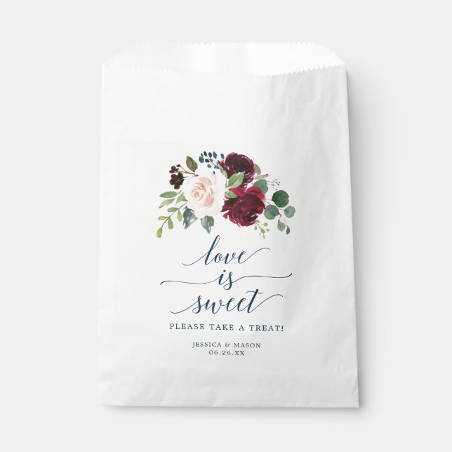 Sachets En Papier Burgundy Marine Favoriser Sac L'amour est doux (Devant)