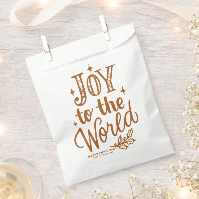 Sachets En Papier Burnt Orange Joy to the World Christmas Lettering (Coupé)