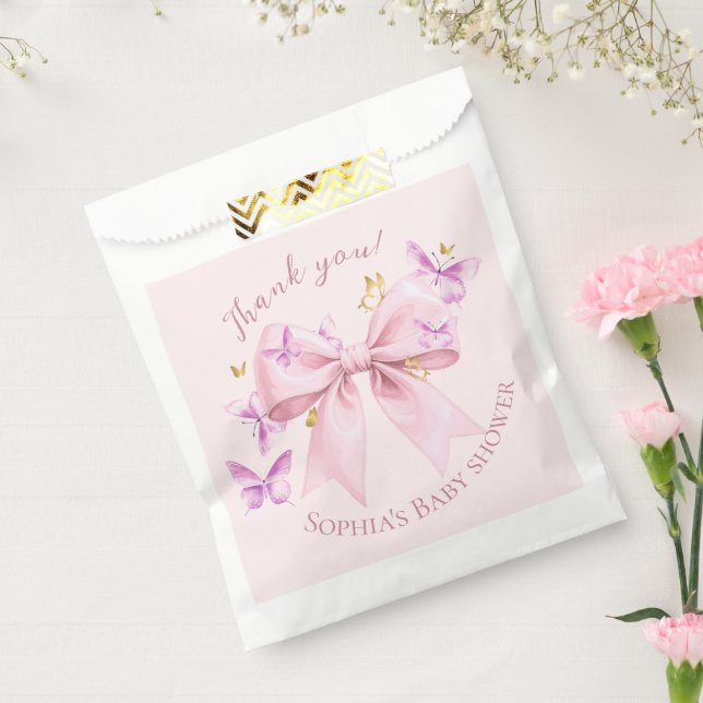Sachets En Papier Butterfly Pink Bow Baby Shower  (Scellé)