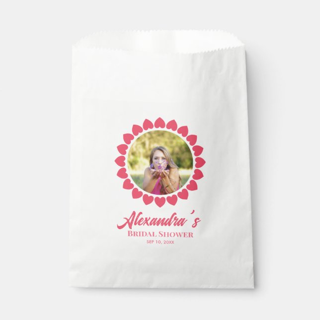Sachets En Papier Cadre de cercle de cœur de photo personnalisée pou (Devant)