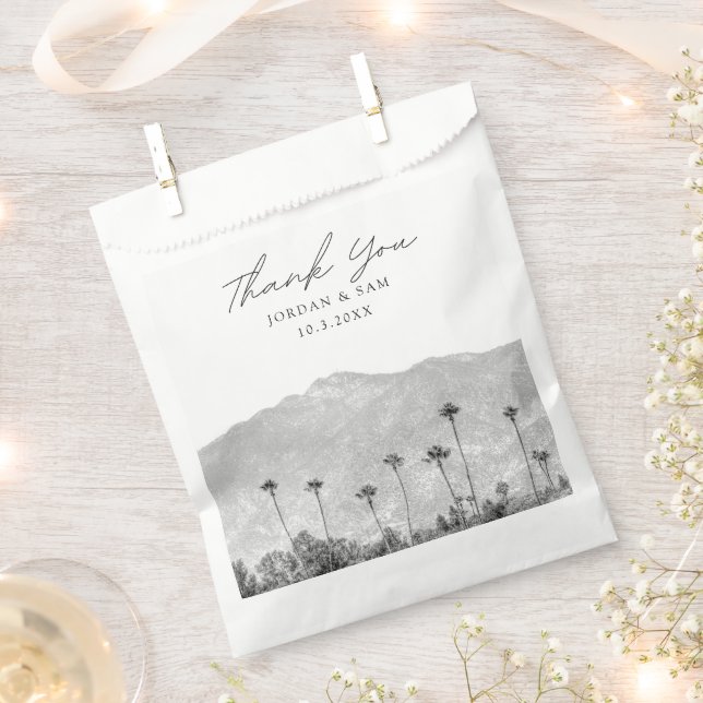 Sachets En Papier Californie Mariage Boho Photo noir et blanc (Coupé)