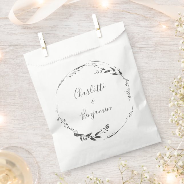 Sachets En Papier Calligraphie de couronne florale Mariage personnal (Coupé)
