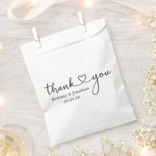 Sachets En Papier Calligraphie moderne Mariage de coeur Merci