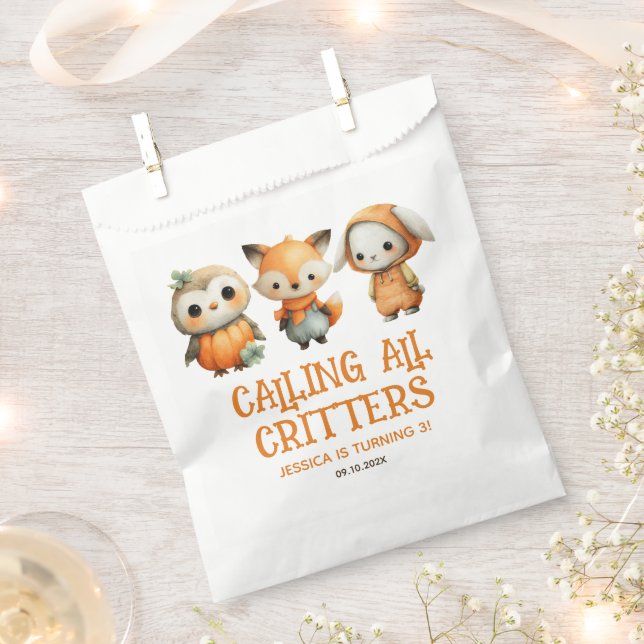 Sachets En Papier Calling All Critters Woodland Fall Kids' Birthday (Coupé)