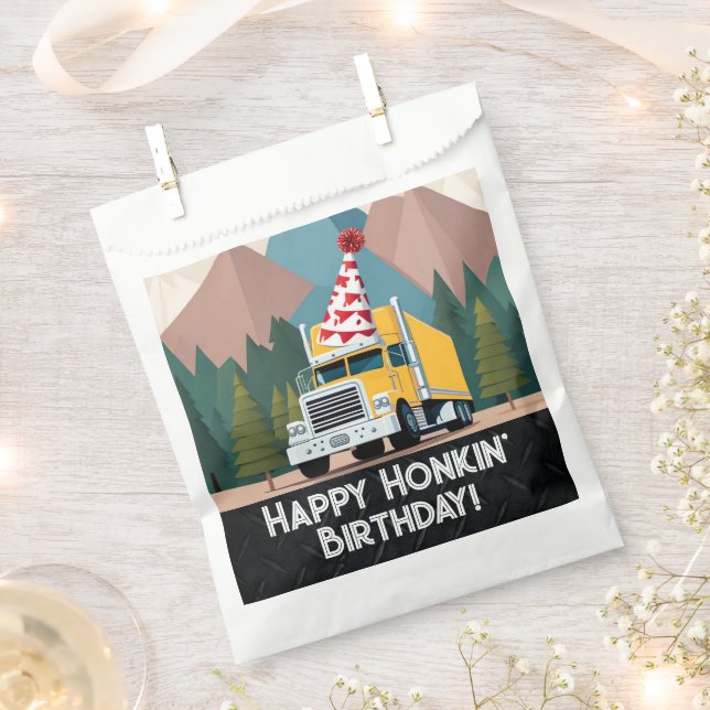 Sachets En Papier Camion Bonne fête d'anniversaire amusant transport (Coupé)