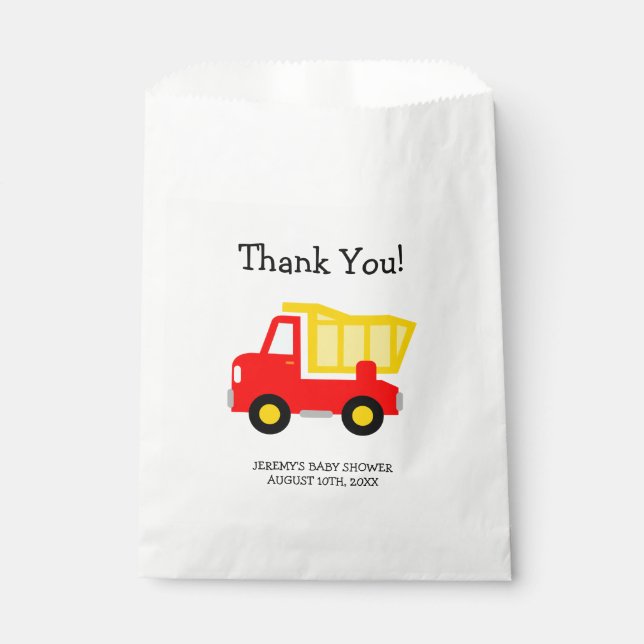 Sachets En Papier Camion de jouets garçons baby shower fête de faveu (Devant)