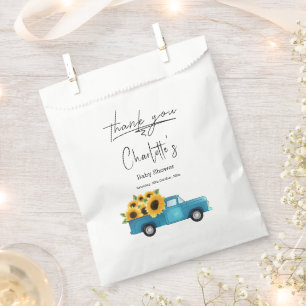 Sachets En Papier Camion Watercolor avec Baby shower Sunflower