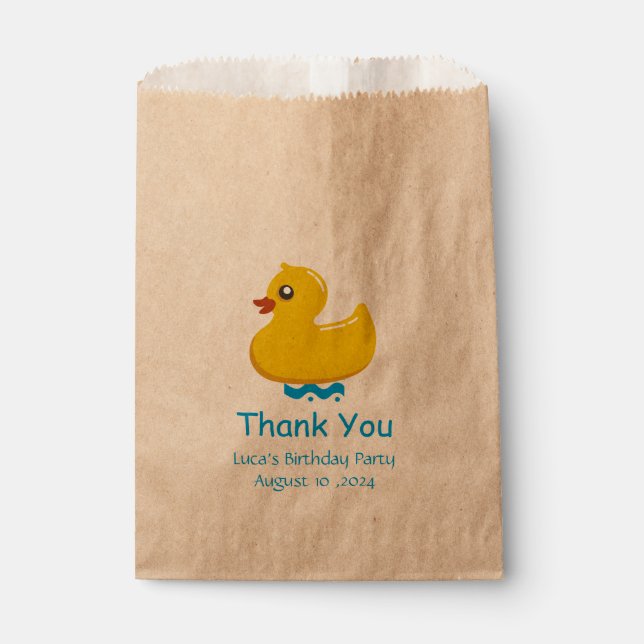 Sachets En Papier canard en caoutchouc jaune - Merci (Devant)