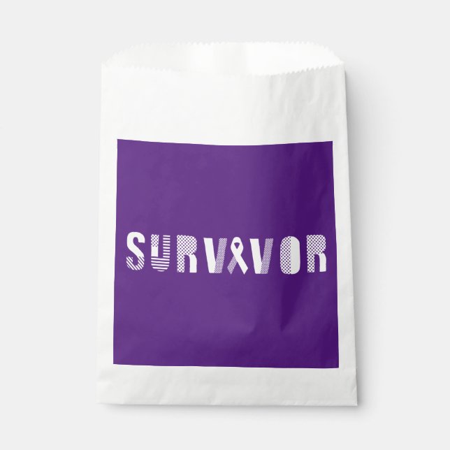 Sachets En Papier Cancer du survivant Ruban Inspiration Motivationne (Devant)