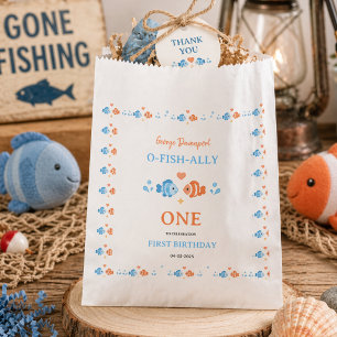 Sachets En Papier Canne à pêche vintage O-Fish-Ally One 1er annivers
