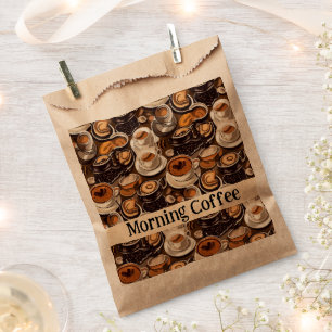 Sachets En Papier Cappuccino Café Huile Peinture Motif Personnalisé