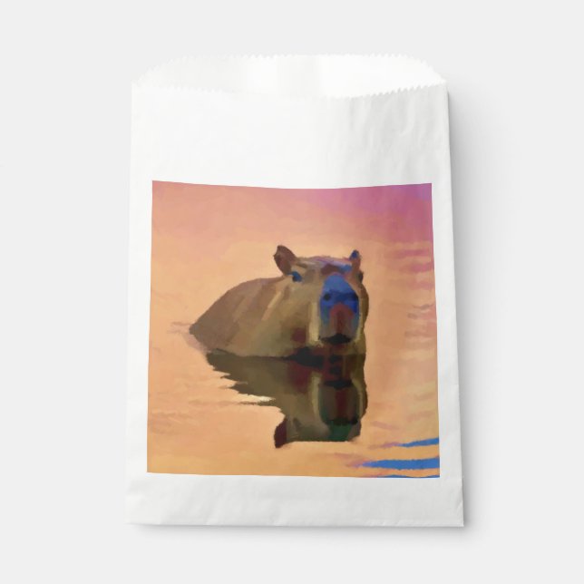 Sachets En Papier Capybara Émergée d'un lac paisible (Devant)