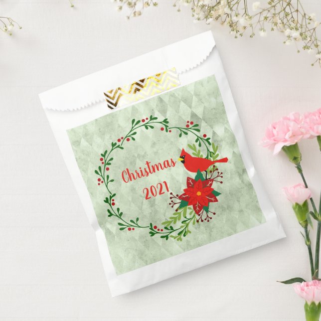 Sachets En Papier Cardinals Wreath Personnalisé (Scellé)