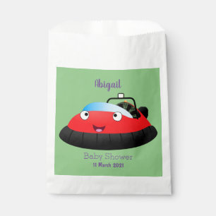 Sachets En Papier Caricature d'hovercraft rouge joyeux