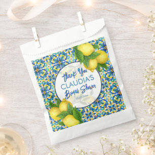 Sachets En Papier Carreaux bleus citron Amalfi Positano douche nupti