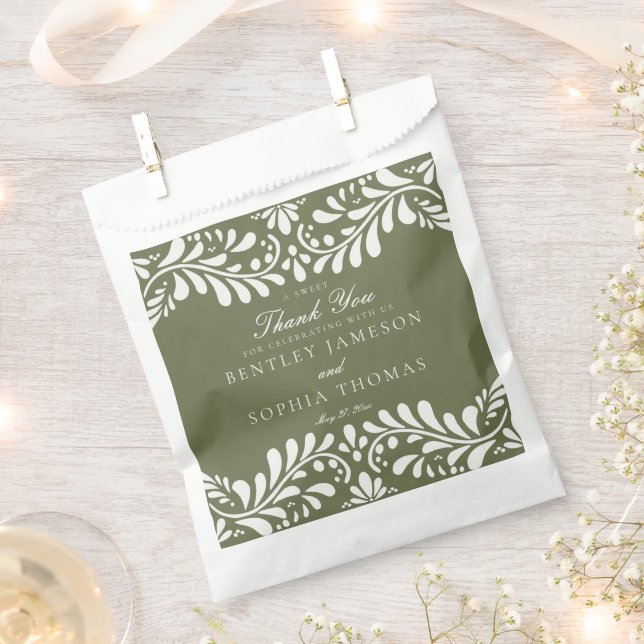 Sachets En Papier Carrelage de Talavera vert Mariage de fête espagno (Coupé)