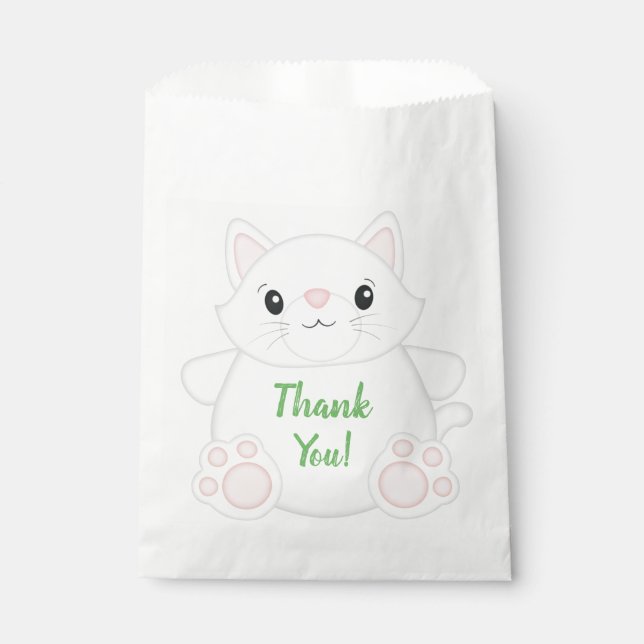 Sachets En Papier Cat Anniversaire fête Kitty Green (Devant)