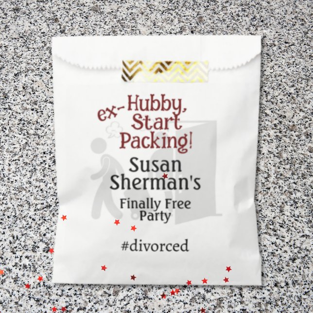 Sachets En Papier Célébration de la fête de divorce Ex Hubby Commenc (Use this treat bag for goodies from her divorce party with the ex-Hubby Start Packing theme! )