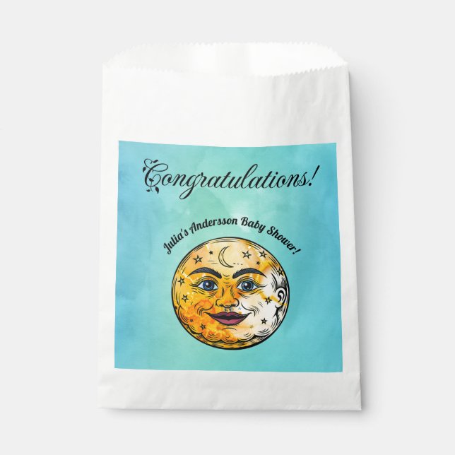 Sachets En Papier Célébration du Baby shower de la Lune (Devant)