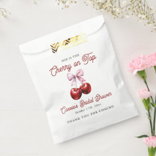 Sachets En Papier Cerise sur le dessus Ruban rose Remerciements pour