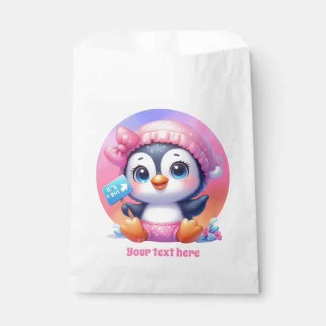 Sachets En Papier C'est un baby shower fille personnalisable pingoui (Devant)
