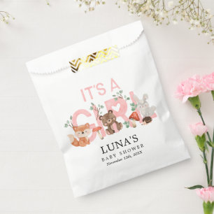 Sachets En Papier C'est un Baby shower rose Fille Woodland