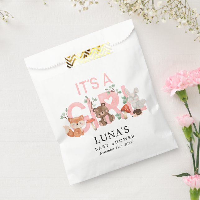 Sachets En Papier C'est un Baby shower rose Fille Woodland (Scellé)