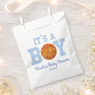 Sachets En Papier C'est un garçon ! Baby shower Blue Basketball