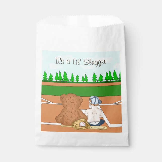 Sachets En Papier C'est un Lil' Slugger | Baseball Baby shower à thè (Devant)