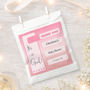 Sachets En Papier C'est une fille ! Dégradé Rose Fête de Naissance B