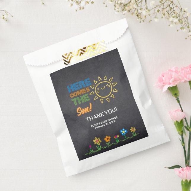 Sachets En Papier Chalkboard Voici Le Baby shower Fils (Scellé)
