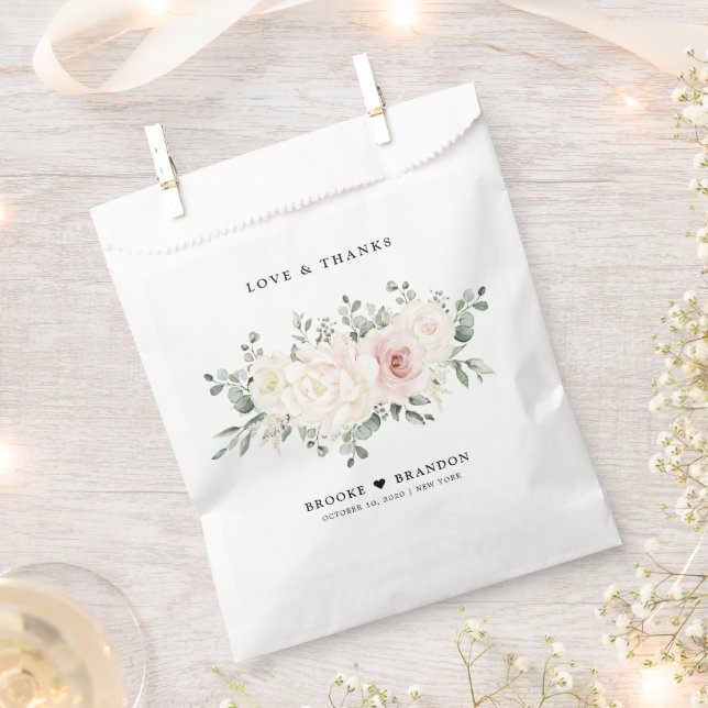 Sachets En Papier Champagne Ivory Blush rose Floral Mariage (Coupé)