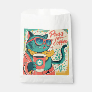 Sachets En Papier Chat de dessin animé de style rétro portant des lu