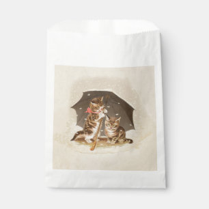 Sachets En Papier Chatons vintage sous parapluie art de chat antique