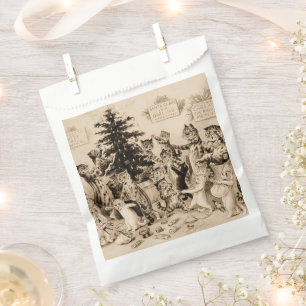 Sachets En Papier Chats décorant l'arbre de Noël par Louis Wain