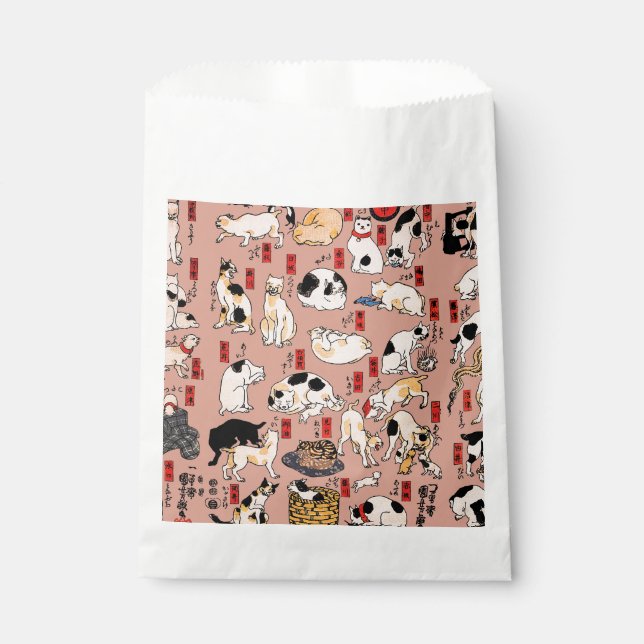 Sachets En Papier chats japonais Ukiyo-e Funny kitty (Devant)