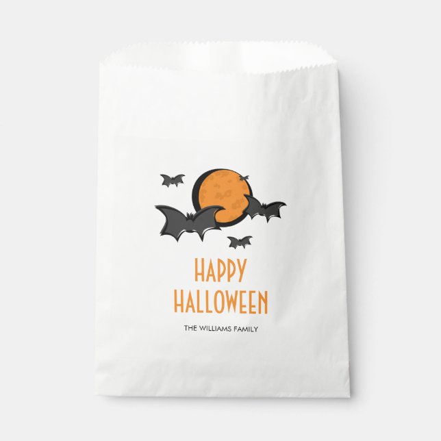 Sachets En Papier Chauves-souris et Lune Halloween Traiter Favoriser (Devant)