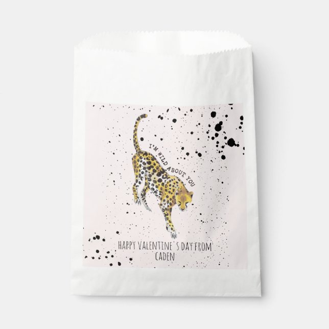 Sachets En Papier Cheetah Wild À propos de vous Classe Valentine (Devant)
